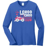 I Choo Choo Choose You Valentine's Day Train Lover Couples Cute Gift Ladies Long Sleeve Shirt