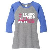 I Choo Choo Choose You Valentine's Day Train Lover Couples Cute Gift Women's Tri-Blend 3/4-Sleeve Raglan Shirt