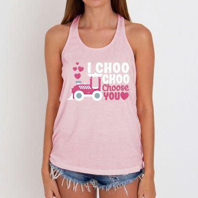 I Choo Choo Choose You Valentine's Day Train Lover Couples Cute Gift Women's Knotted Racerback Tank