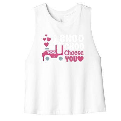 I Choo Choo Choose You Valentine's Day Train Lover Couples Cute Gift Women's Racerback Cropped Tank