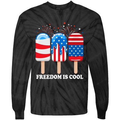 Ice Cream Cones Funny 4th Of July Patriotic America Tie-Dye Long Sleeve Shirt