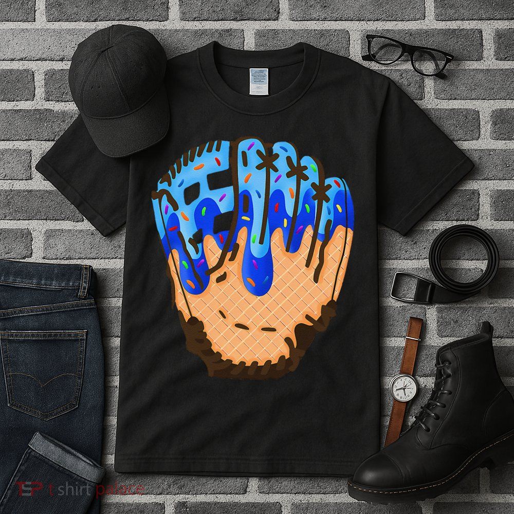 Ice Cream Cone Baseball Glove Drip Tall T-Shirt