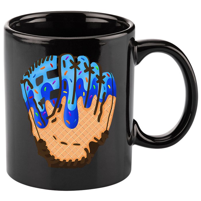 Ice Cream Cone Baseball Glove Drip 11oz C Handle Ceramic Mug
