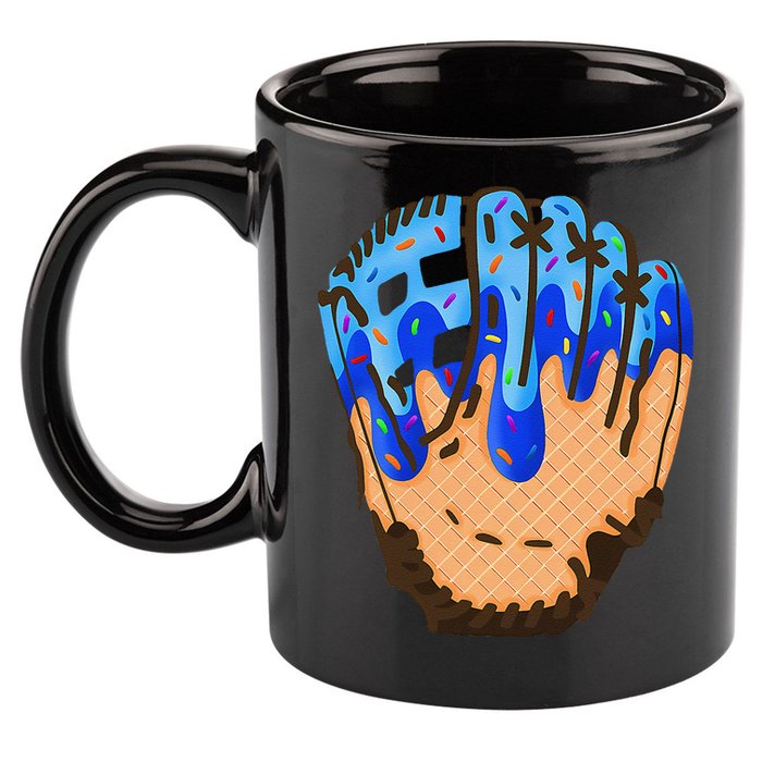 Ice Cream Cone Baseball Glove Drip 11oz C Handle Ceramic Mug