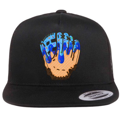 Ice Cream Cone Baseball Glove Drip Flatbill Hat