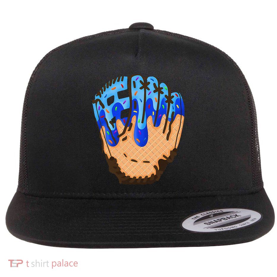 Ice Cream Cone Baseball Glove Drip Flatbill Hat