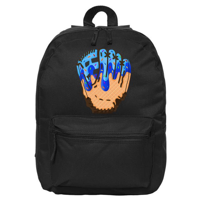 Ice Cream Cone Baseball Glove Drip 16 in Basic Backpack