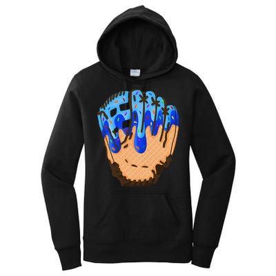 Ice Cream Cone Baseball Glove Drip Women's Pullover Hoodie