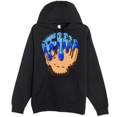 Ice Cream Cone Baseball Glove Drip Premium Pullover Hoodie