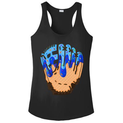 Ice Cream Cone Baseball Glove Drip Ladies PosiCharge Competitor Racerback Tank
