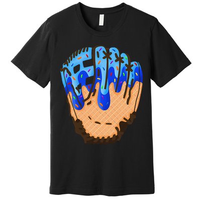 Ice Cream Cone Baseball Glove Drip Premium T-Shirt