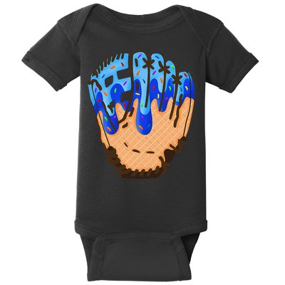 Ice Cream Cone Baseball Glove Drip Baby Bodysuit