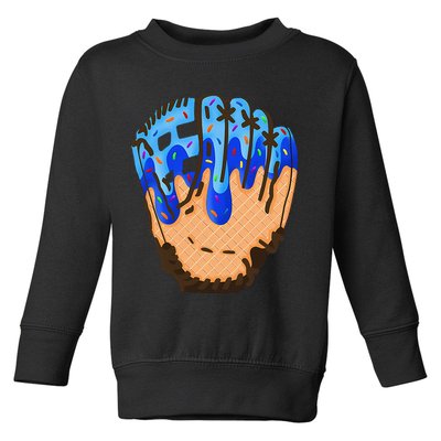 Ice Cream Cone Baseball Glove Drip Toddler Sweatshirt