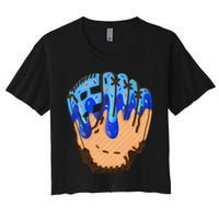 Ice Cream Cone Baseball Glove Drip Women's Crop Top Tee