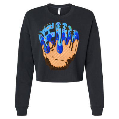 Ice Cream Cone Baseball Glove Drip Cropped Pullover Crew
