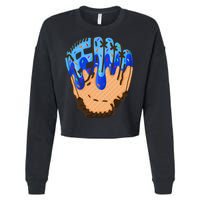 Ice Cream Cone Baseball Glove Drip Cropped Pullover Crew