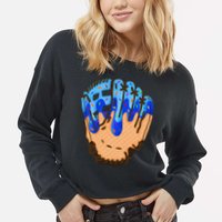 Ice Cream Cone Baseball Glove Drip Cropped Pullover Crew