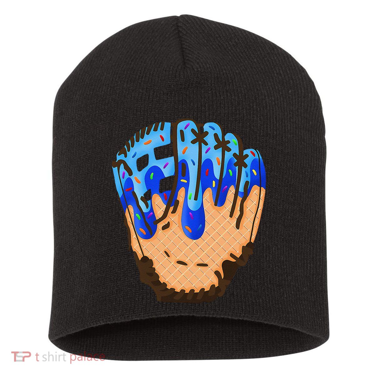 Ice Cream Cone Baseball Glove Drip Short Acrylic Beanie