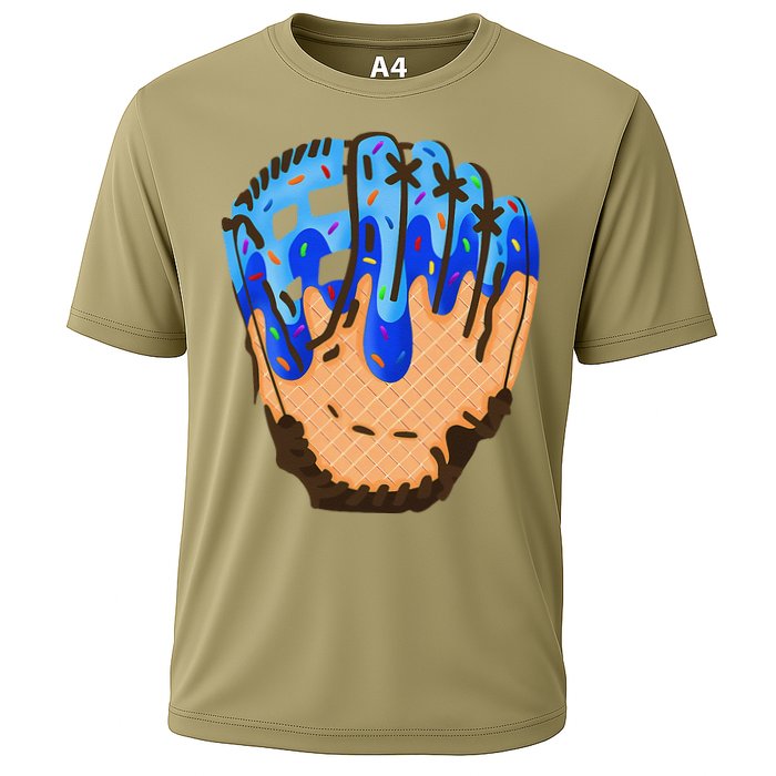 Ice Cream Cone Baseball Glove Drip Cooling Performance Crew T-Shirt