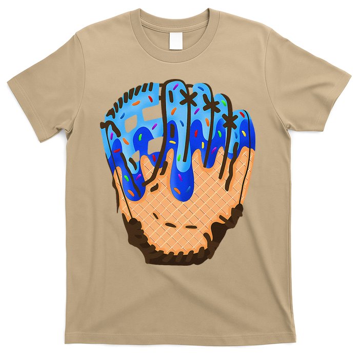 Ice Cream Cone Baseball Glove Drip T-Shirt
