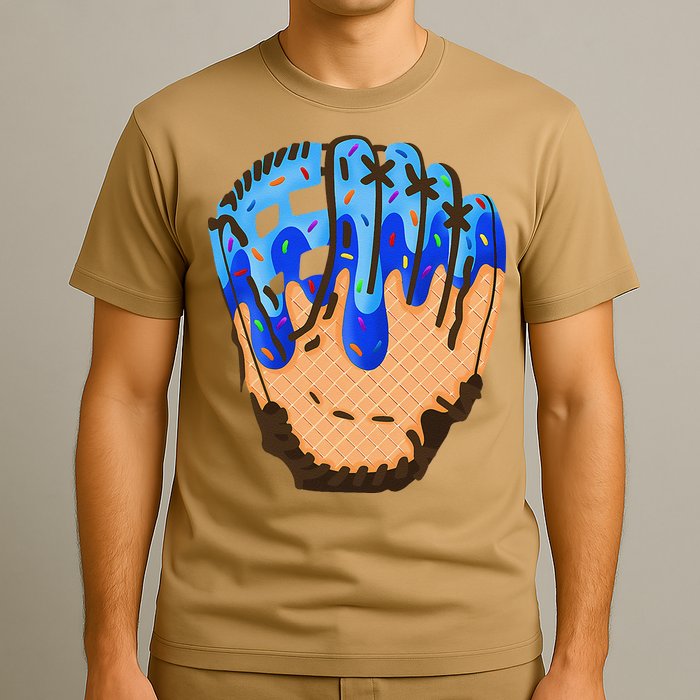 Ice Cream Cone Baseball Glove Drip T-Shirt