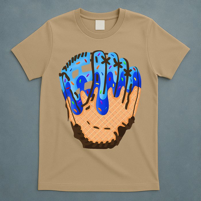 Ice Cream Cone Baseball Glove Drip T-Shirt