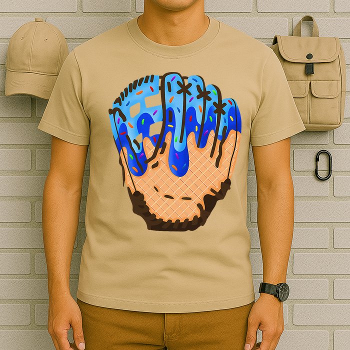 Ice Cream Cone Baseball Glove Drip T-Shirt