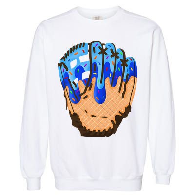 Ice Cream Cone Baseball Glove Drip Garment-Dyed Sweatshirt