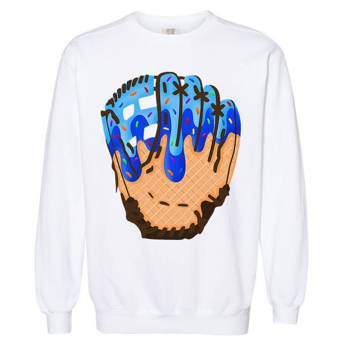 Ice Cream Cone Baseball Glove Drip Garment-Dyed Sweatshirt