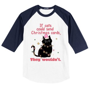 If Cats Could Send Christmas Cards They WouldnT Funny Cat Baseball Sleeve Shirt