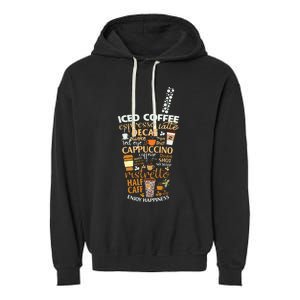 Iced Coffee Cup Coffee Lover But First Coffee Espresso Latte Garment-Dyed Fleece Hoodie