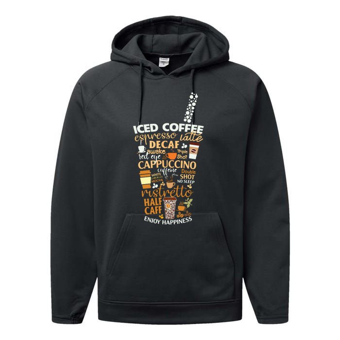 Iced Coffee Cup Coffee Lover But First Coffee Espresso Latte Performance Fleece Hoodie