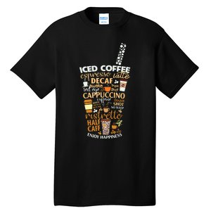 Iced Coffee Cup Coffee Lover But First Coffee Espresso Latte Tall T-Shirt