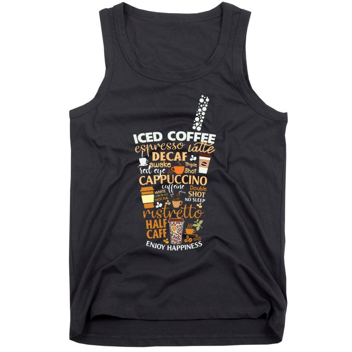 Iced Coffee Cup Coffee Lover But First Coffee Espresso Latte Tank Top