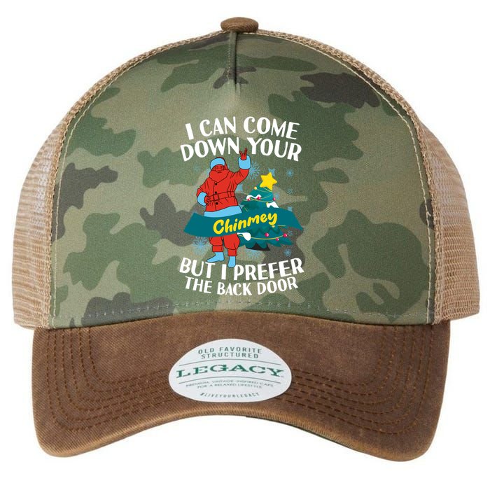I Can Come Down Your Chimney But I Prefer The Back Door Xmas Legacy Tie Dye Trucker Hat
