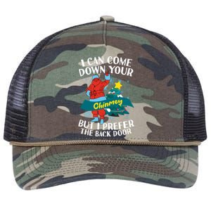 I Can Come Down Your Chimney But I Prefer The Back Door Xmas Retro Rope Trucker Hat Cap