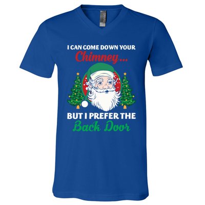 I Can Come Down Your Chimney Funny Dirty Santa Jokes Adult Cool Gift V-Neck T-Shirt