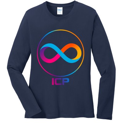 Internet Computer Cryptocurrency Logo Ladies Long Sleeve Shirt