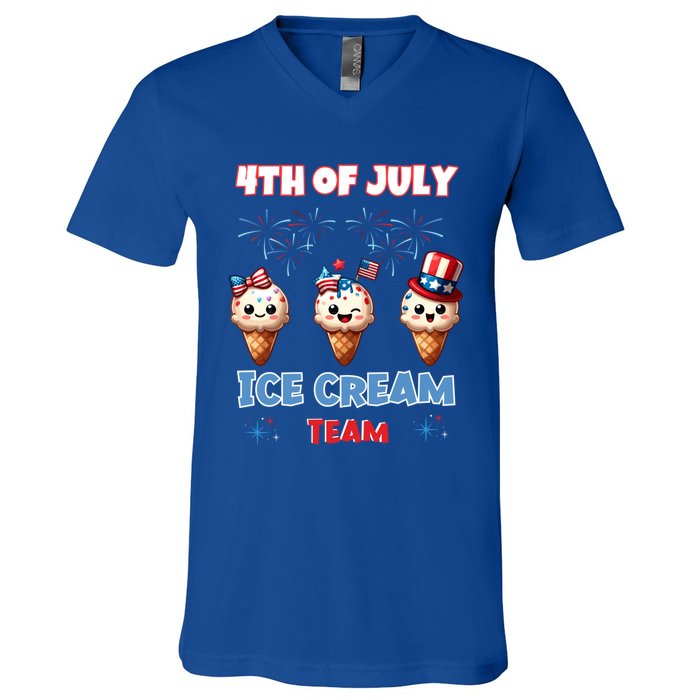 Ice Cream Cones 4th July Holiday Patriotic Memorial Day Gift V-Neck T-Shirt