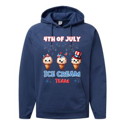 Ice Cream Cones 4th July Holiday Patriotic Memorial Day Gift Performance Fleece Hoodie