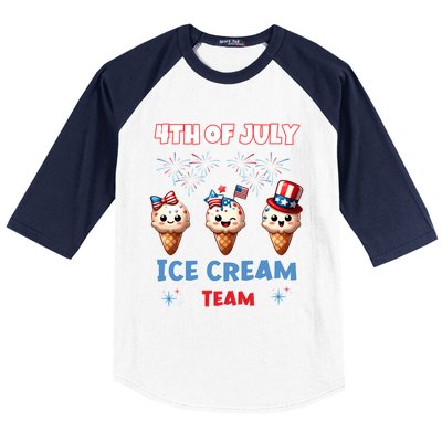 Ice Cream Cones 4th July Holiday Patriotic Memorial Day Gift Baseball Sleeve Shirt