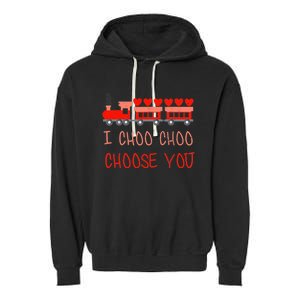 I Choo Choo Choose You Train Valentines Day Boys Garment-Dyed Fleece Hoodie