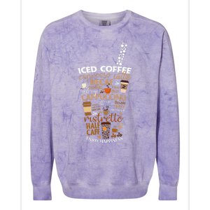 Iced Coffee Cup Coffee Lover But First Coffee Espresso Latte Colorblast Crewneck Sweatshirt