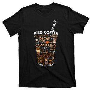 Iced Coffee Cup Coffee Lover But First Coffee Espresso Latte T-Shirt