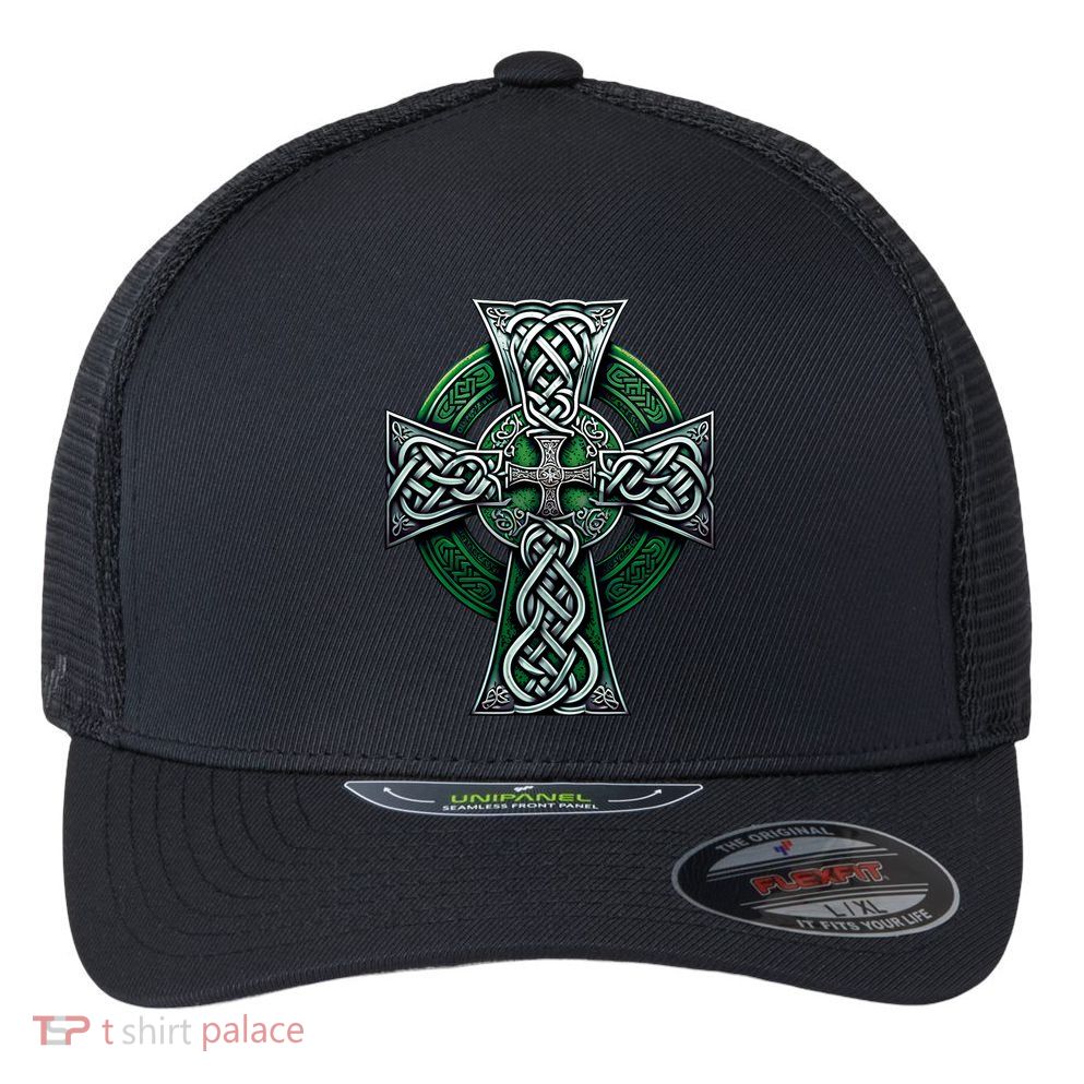 Irish Celtic Cross Knot Christian Holy Trinity Scottish Celt Flexfit Unipanel Trucker Cap