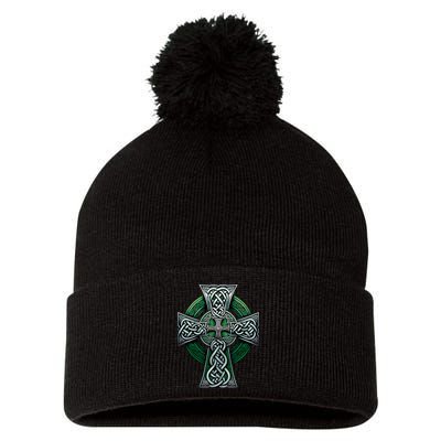 Irish Celtic Cross Knot Christian Holy Trinity Scottish Celt Pom Pom 12in Knit Beanie