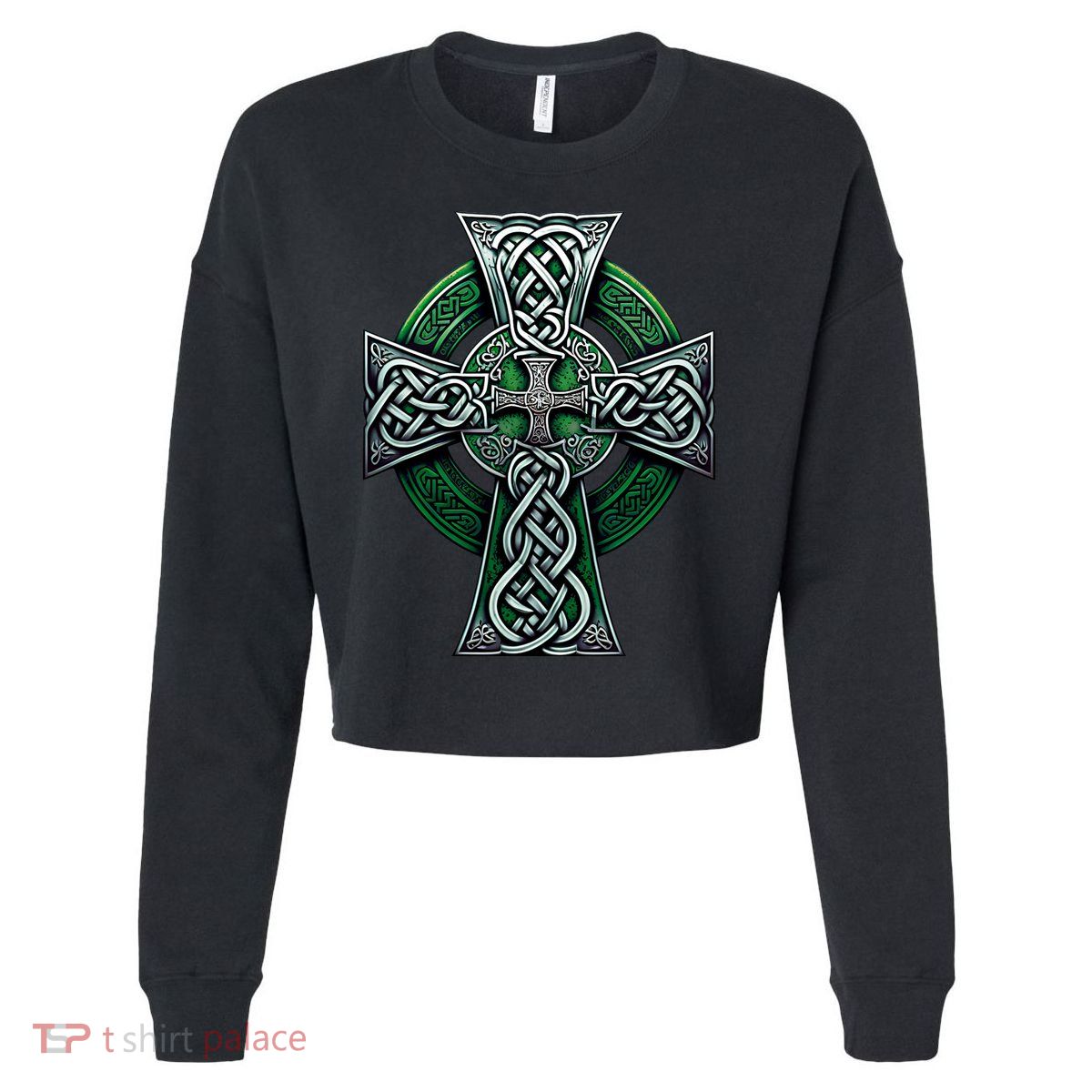 Irish Celtic Cross Knot Christian Holy Trinity Scottish Celt Cropped Pullover Crew