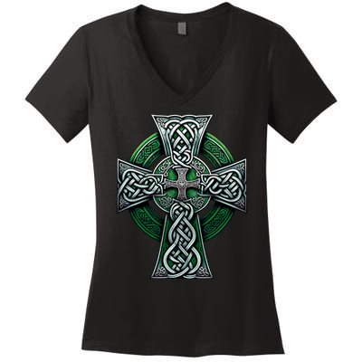Irish Celtic Cross Knot Christian Holy Trinity Scottish Celt Women's V-Neck T-Shirt