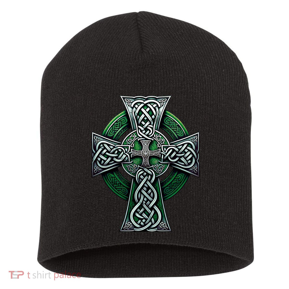 Irish Celtic Cross Knot Christian Holy Trinity Scottish Celt Short Acrylic Beanie
