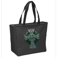 Irish Celtic Cross Knot Christian Holy Trinity Scottish Celt Zip Tote Bag